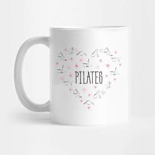 Pilates poses in shape of a heart Mug